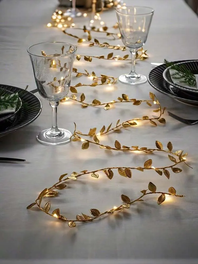 78 Inch Gold Leaf Fairy String Lights, Wedding Table Decor Lights, Indoor  Holiday Wreath Fairy Lights (Batteries Not Included), Suitable For Wedding  Table Decor, Wedding Backdrop Decor, Christmas Tr