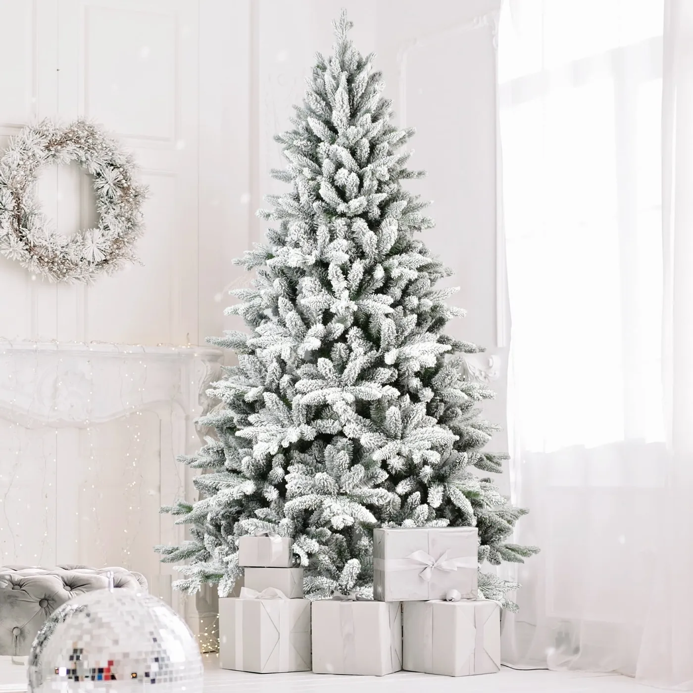 7ft Snow Flocked Christmas Tree, Artificial Christmas Tree with 1514 Branch  Tips, Realistic Snowy Hinged Tree with Metal Stand, Full Xmas Tree for  Holiday Party Decoration - Walmart.com