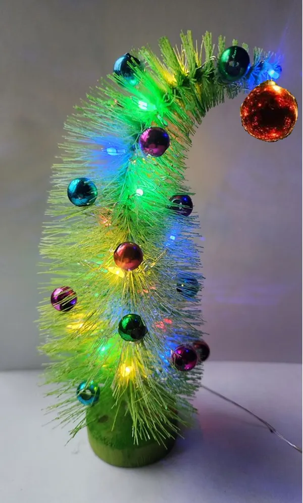 8 Inch LED Light Up GRINCH Mini Christmas TREE Holiday Xmas Decor Tabletop Desk Top Home Office | Bottle Brush Tree Store - Wholesale sisal bottle brush trees Holiday Decor & craft supplies