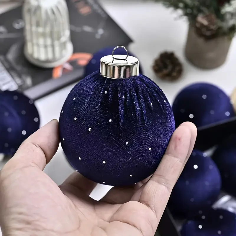 9pcs 3 15 inch glitter velvet christmas balls elegant style - Temu Oman
