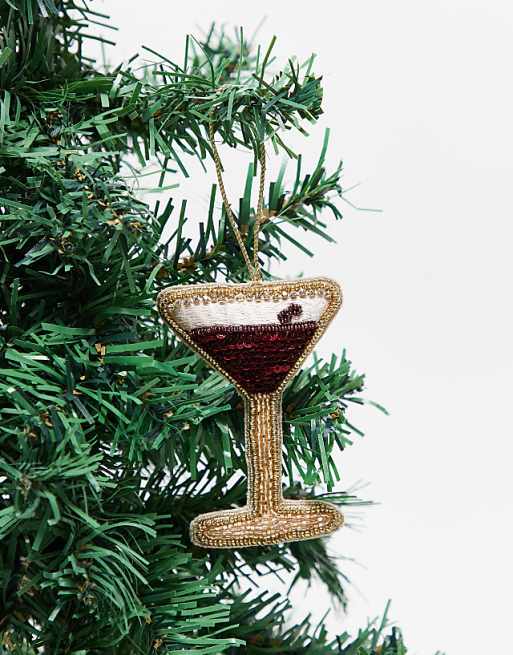 Accessorize embellished espresso martini cocktail christmas tree decoration  in brown | ASOS