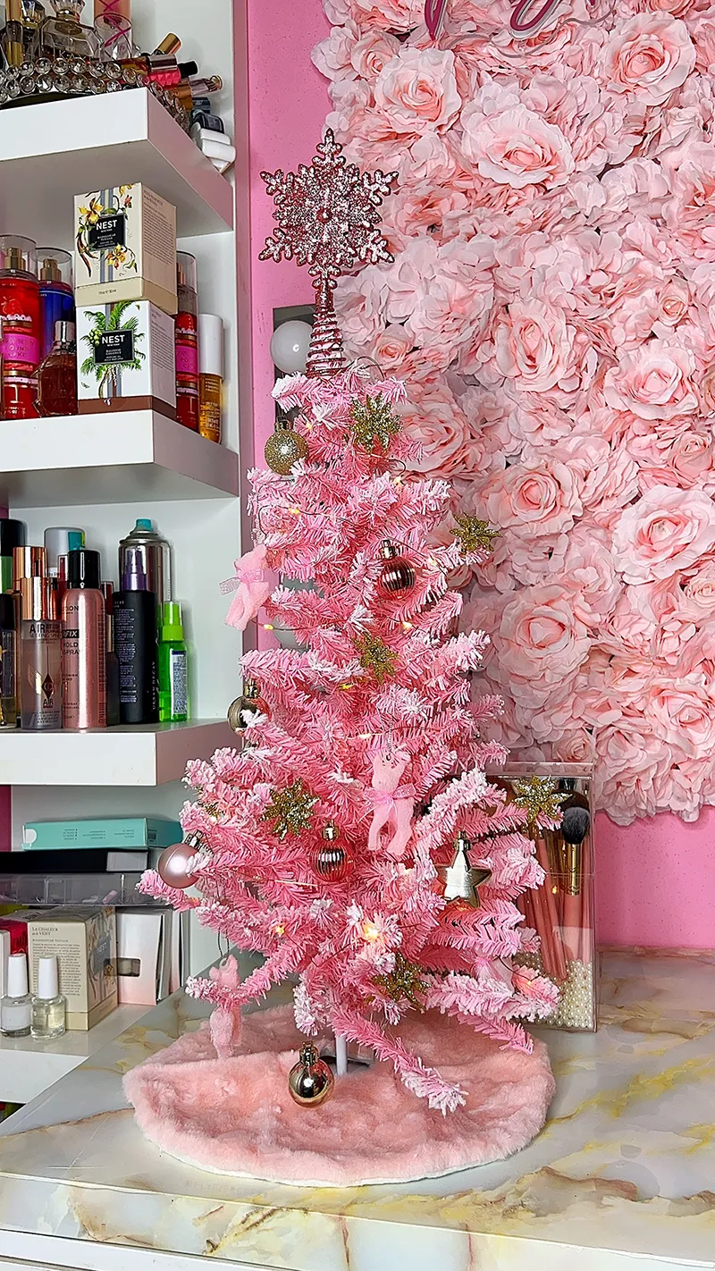 Artificial Christmas Mini Pink Christmas Ornaments Wzzjkit Mini Christmas  Tree Christmas Pink Tree Artificial Christmas Tree