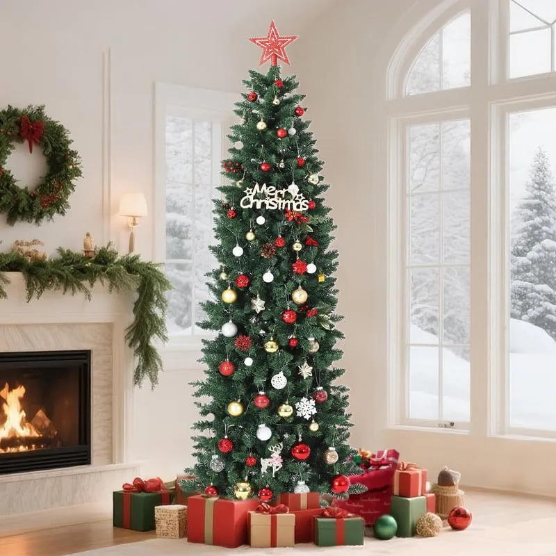 Artificial Pencil Christmas Tree, Pre-Lit, Easy Assembly, Slim Tall Tree  for Home, Office, Party, and Mall Decor – Realistic Branch Tips & Sturdy  Metal Stand - Walmart.ca