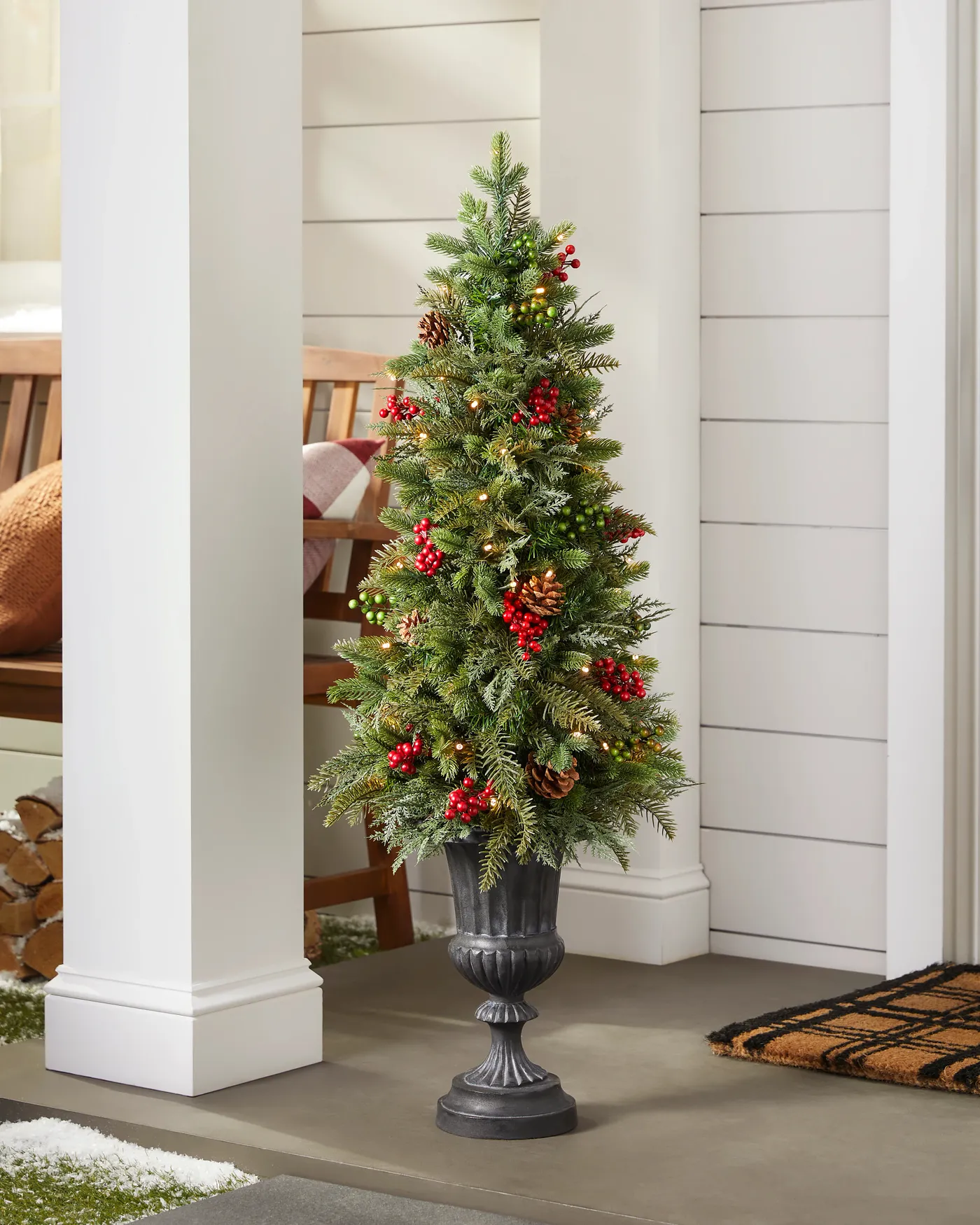Balsam Hill - 2024 Holiday 1 - 3.5' Outdoor Winter Evergreen Slim Potted  Tree