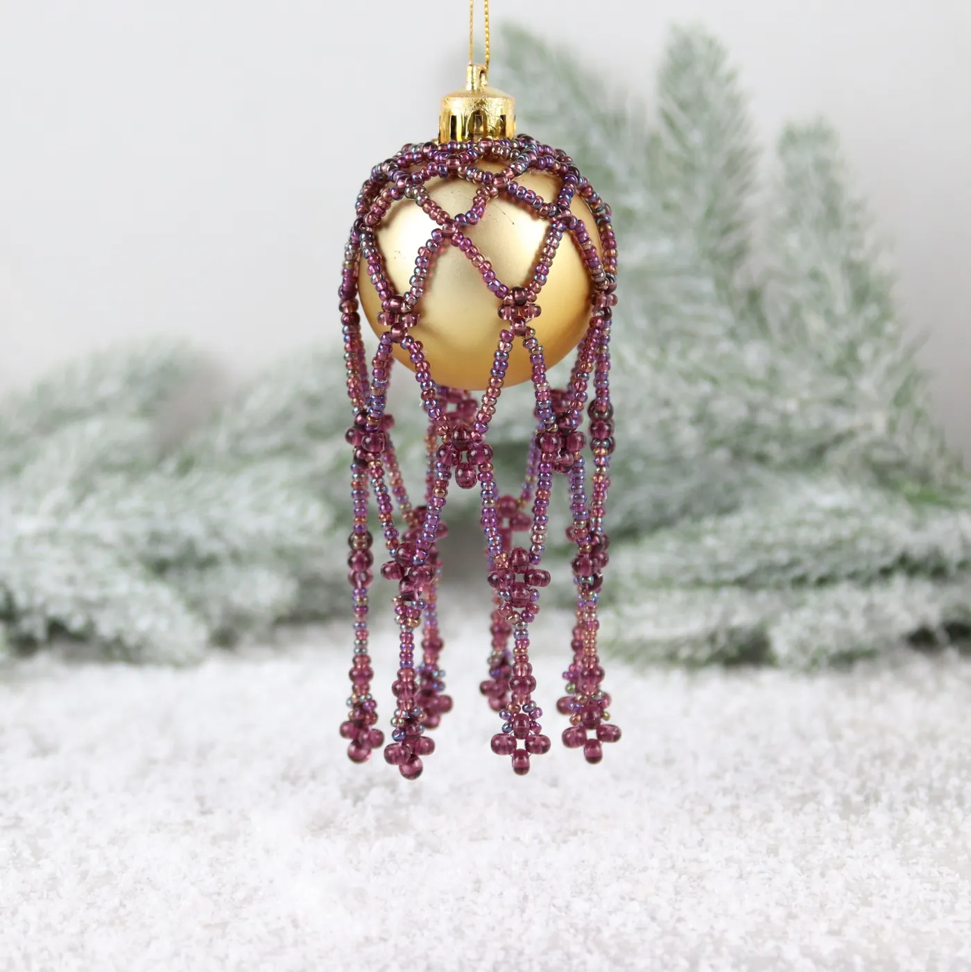 Beaded Bauble Nets Kit - Purple - Makes 5