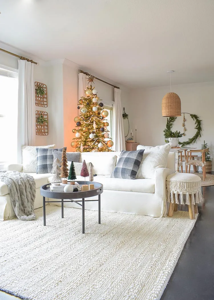 Black, White & Gold Modern Christmas Living Room Tour - ZDesign At Home