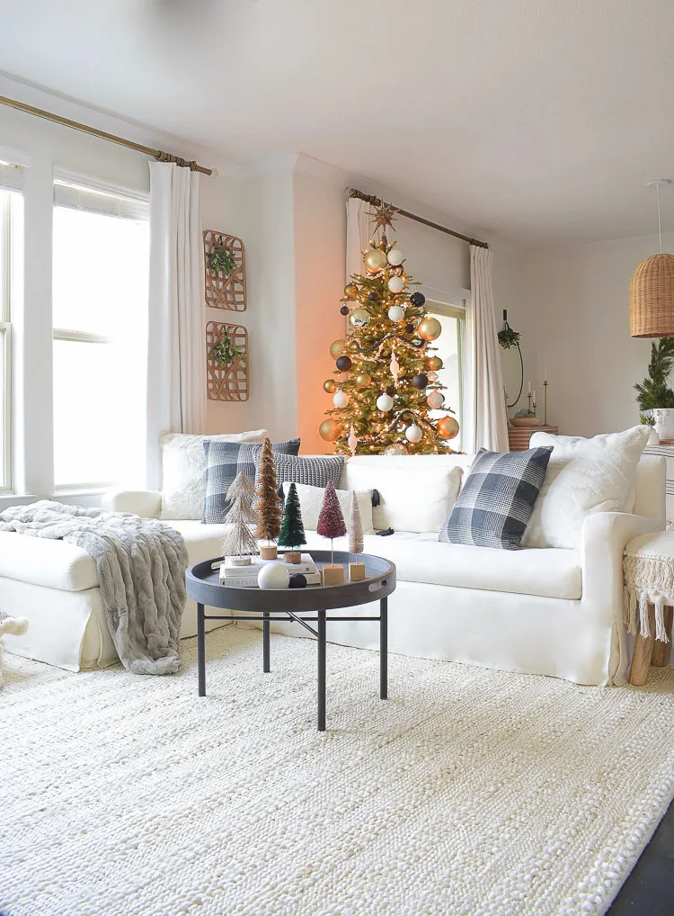 Black, White & Gold Modern Christmas Living Room Tour - ZDesign At Home
