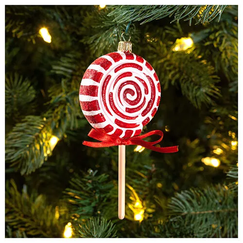 Blown glass Christmas ornament, peppermint lollipop | online sales on  HOLYART.com