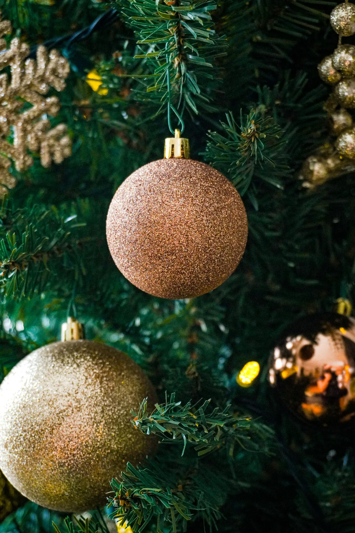 Bronze and gold Christmas decorations