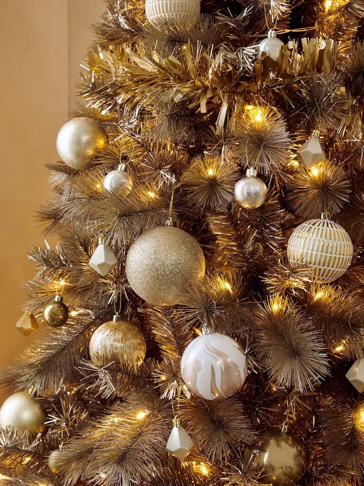 Buy 50 Pack Champagne Gold Mix Shatterproof Christmas Baubles from Next Peru