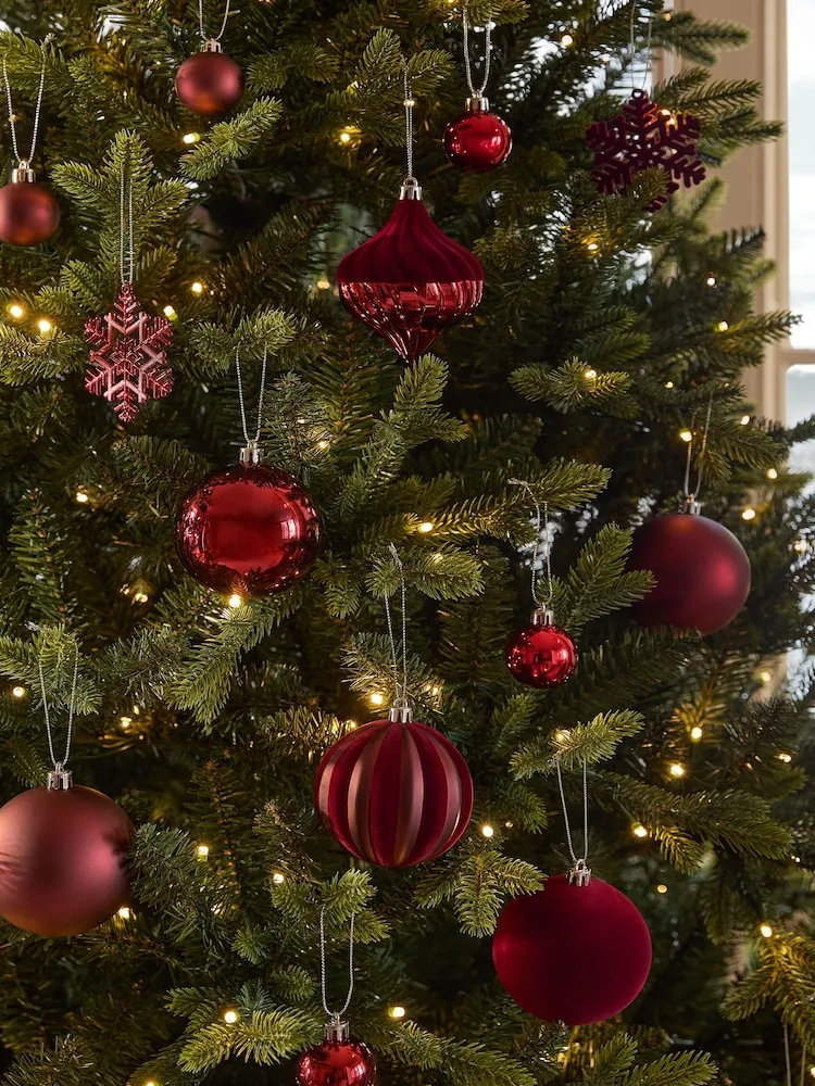 Buy 50 Pack Red Burgundy Shatterproof Christmas Baubles from Next Kyrgyzstan