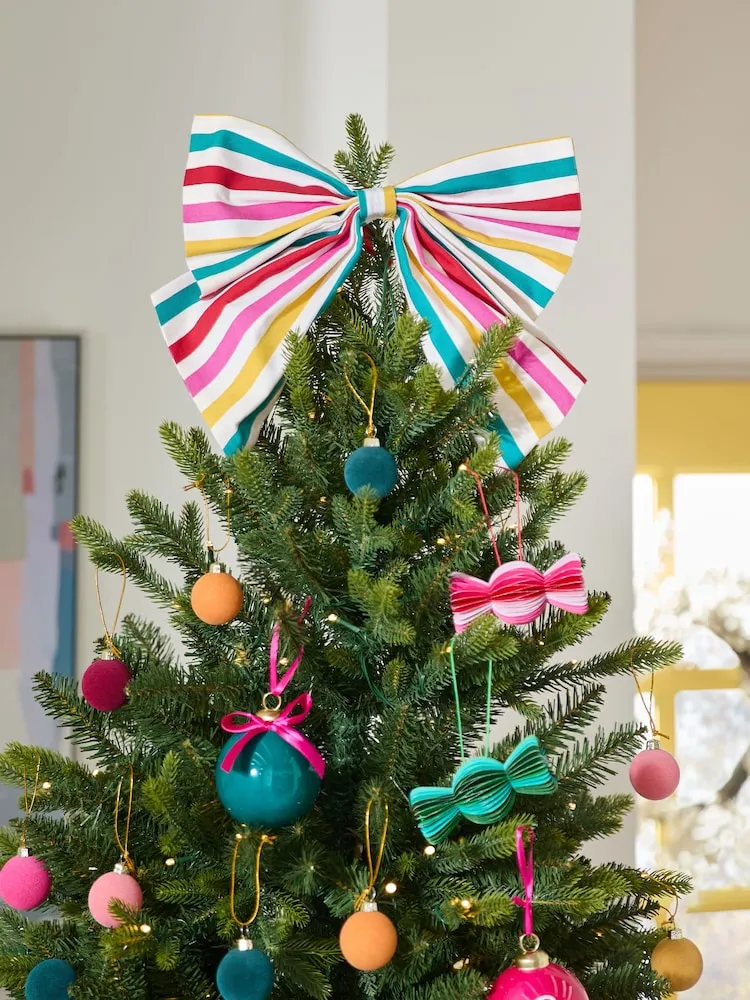 Buy Bright Stripe Bow Christmas Tree Topper from the Next UK online shop