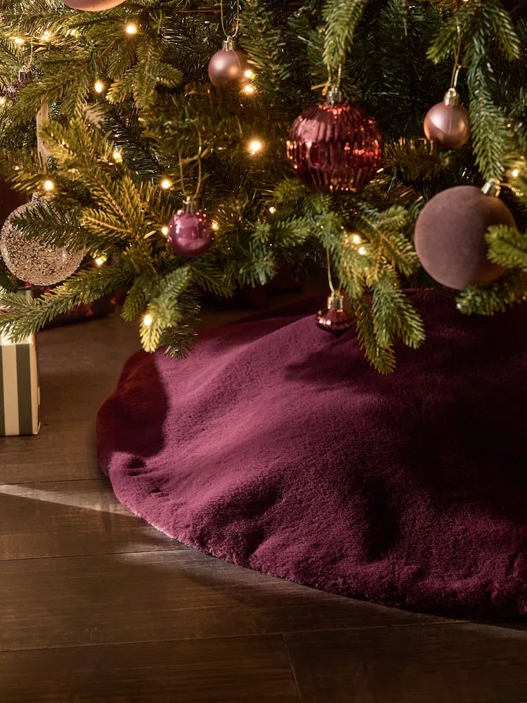 Buy Burgundy Red Faux Fur Tree Skirt from Next USA