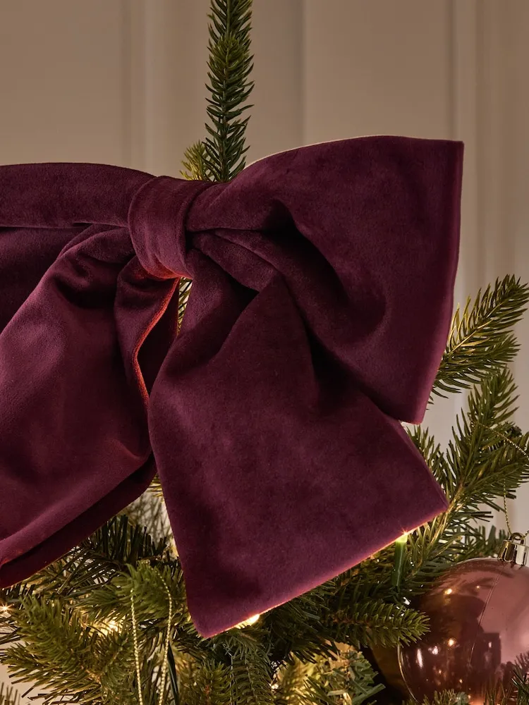 Buy Burgundy Red Velvet Bow Tree Topper from Next USA