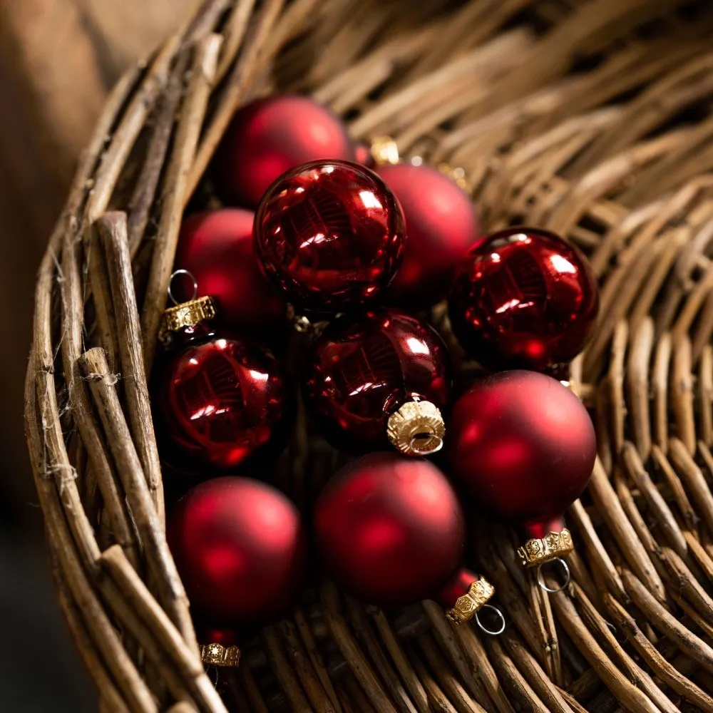 Buy Burgundy small glass baubles - box of 16