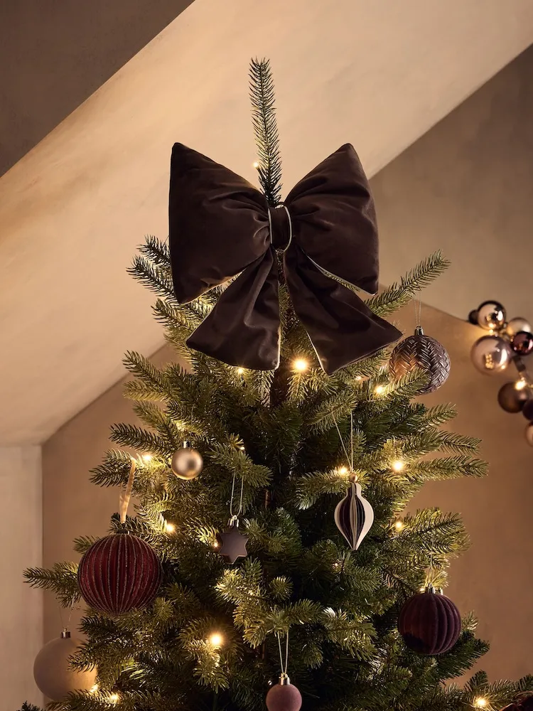 Buy Chocolate Brown Velvet Bow Tree Topper from Next Estonia