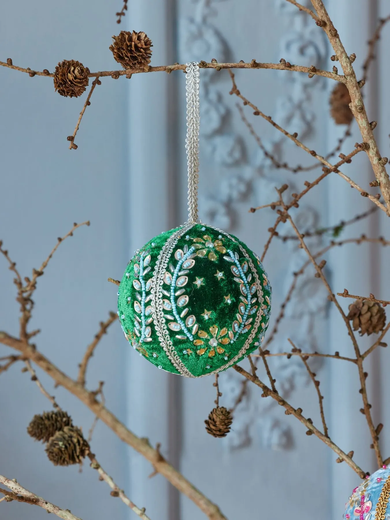 Buy Round Velvet Christmas Ornament - Green | Danish design