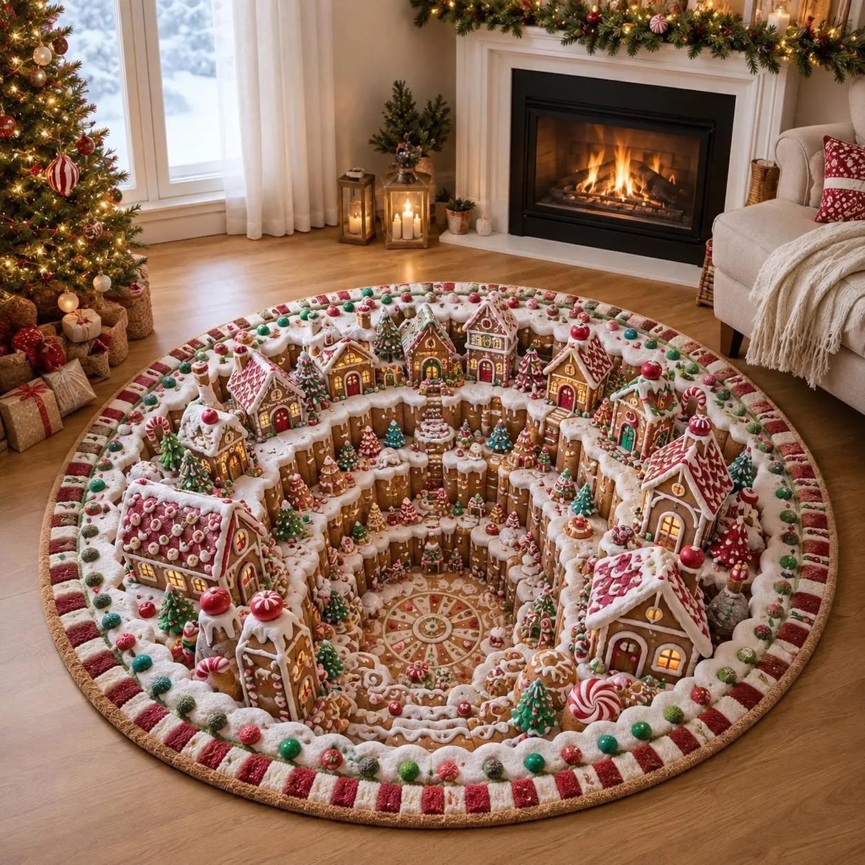 Candy Cane Tree Skirt Christmas Tree Skirt Faux Fur Candy Cane Red White  80cm