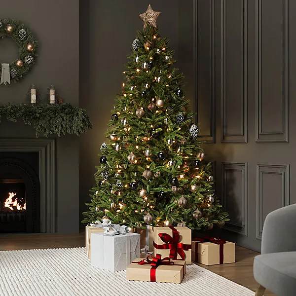 Charles Bentley Luxury 6ft Pre-Lit Faux Nordic Spruce Hinged Christmas Tree