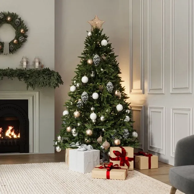 Charles Bentley Luxury 8ft Faux Nordic Spruce Hinged Christmas Tree |  Charles Bentley