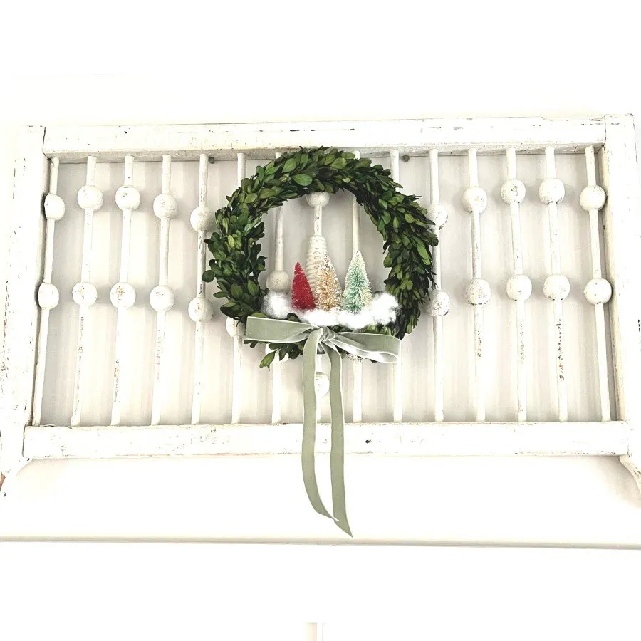 Cheerful and Charming: Bottle Brush Tree Wreath to Brighten Your Winter -  White Lilac Farmhouse