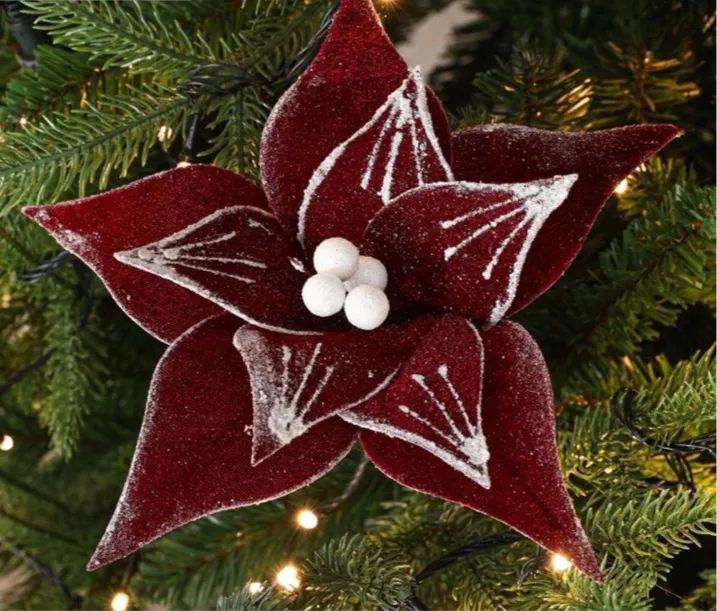 Christmas artificial flower. Burgundy Christmas tree decoration – Lacovia  Decor Supplies