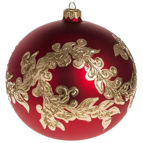 Christmas bauble, red blown glass and gold decorations 15cm | online sales  on HOLYART.com