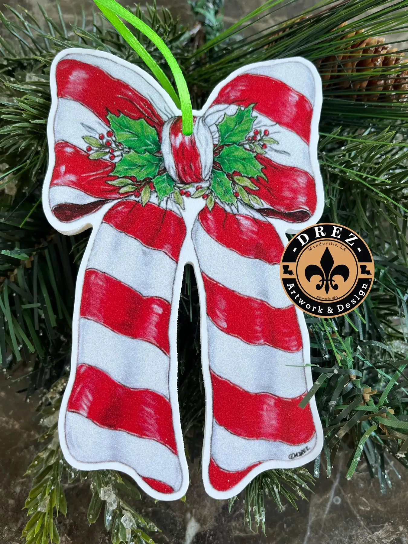 Christmas Bow Ornament – Drez Artwork and Design