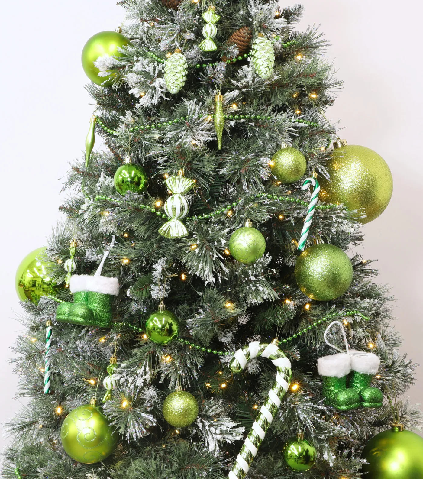 Christmas Concepts® Pack of 10 - 60mm Lime Green Christmas Tree Baubles - Shiny, Matte & Glitter Decorated Baubles - Christmas Concepts