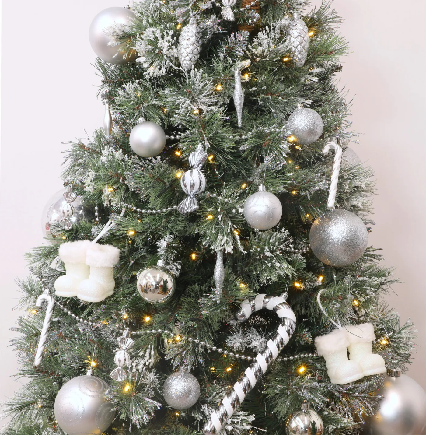 Christmas Concepts® Pack of 10 60mm Silver Shiny, Matte & Glitter Decorated  Christmas Tree Baubles - Christmas Decorations.