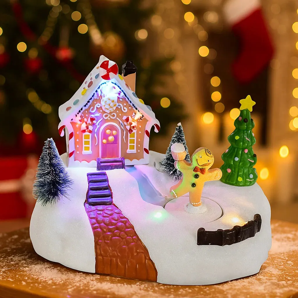 Christmas Decorations Led Gingerbread House Glitzhome Lighted Christmas  Gingerbread House Resin Village Xmas Table Decor Collectible