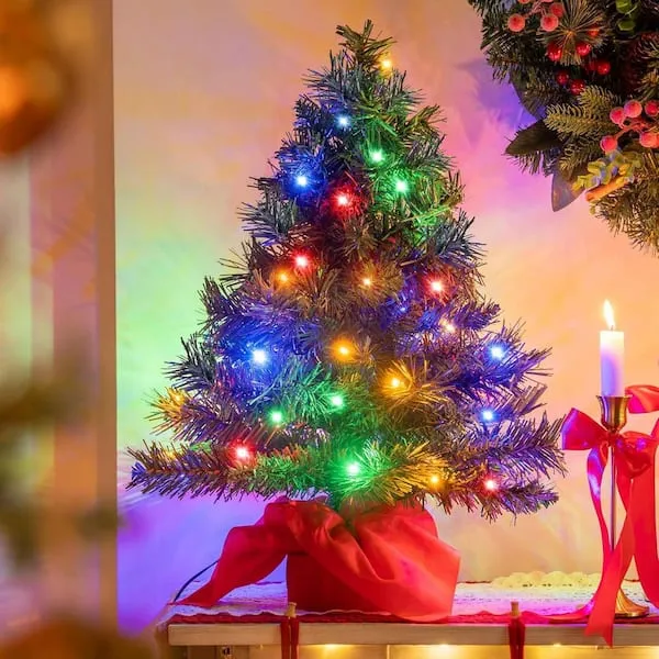 Christmas Decorations Multicolor Pre-Lighted Tree Christmas Trees Joyfy  Tabletop Christmas Tree With Multi-Color LED Lights, Pre-lit Artificial  Xmas Decorations 32095-B The Home Depot