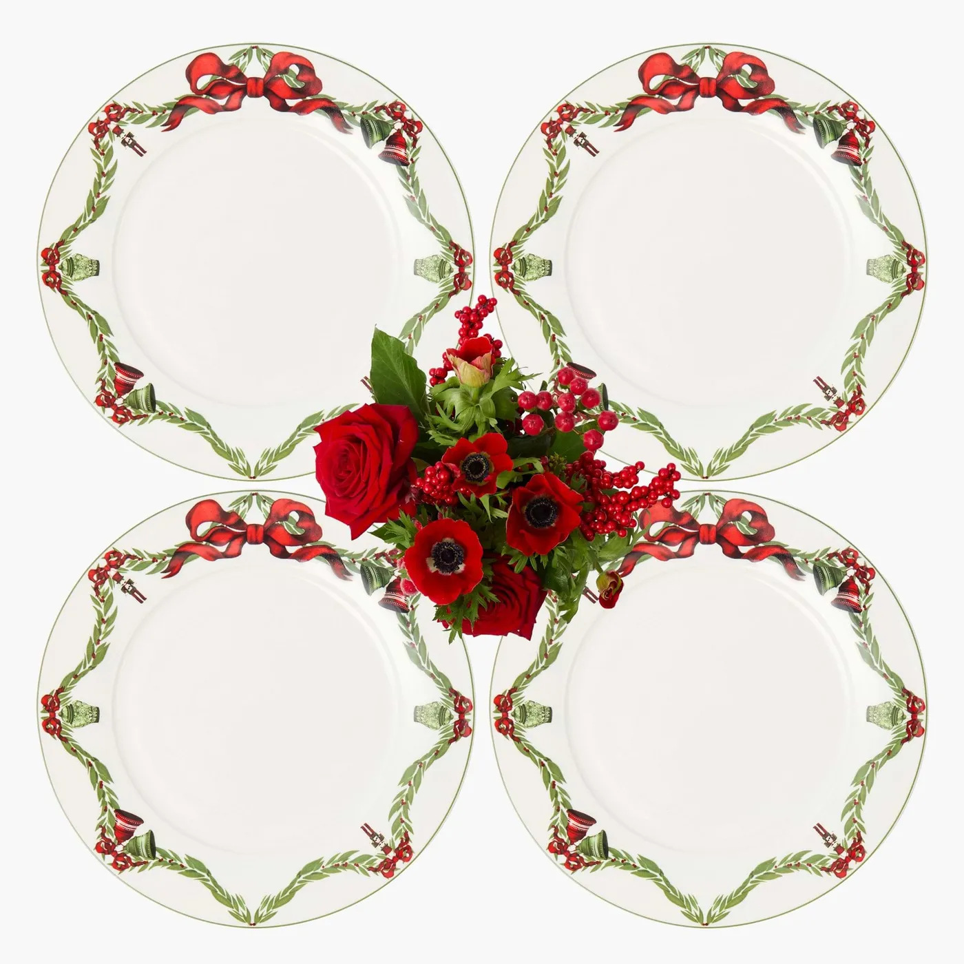 Christmas Garland Dinner Plates, Set of 4 | Mrs. Alice