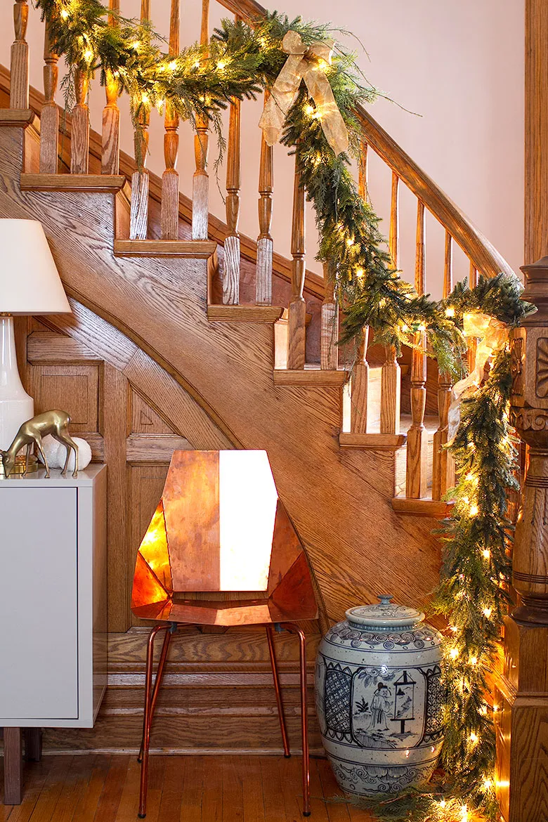 Christmas Garland on Victorian Wooden Staircase | Making it Lovely - Making  it Lovely