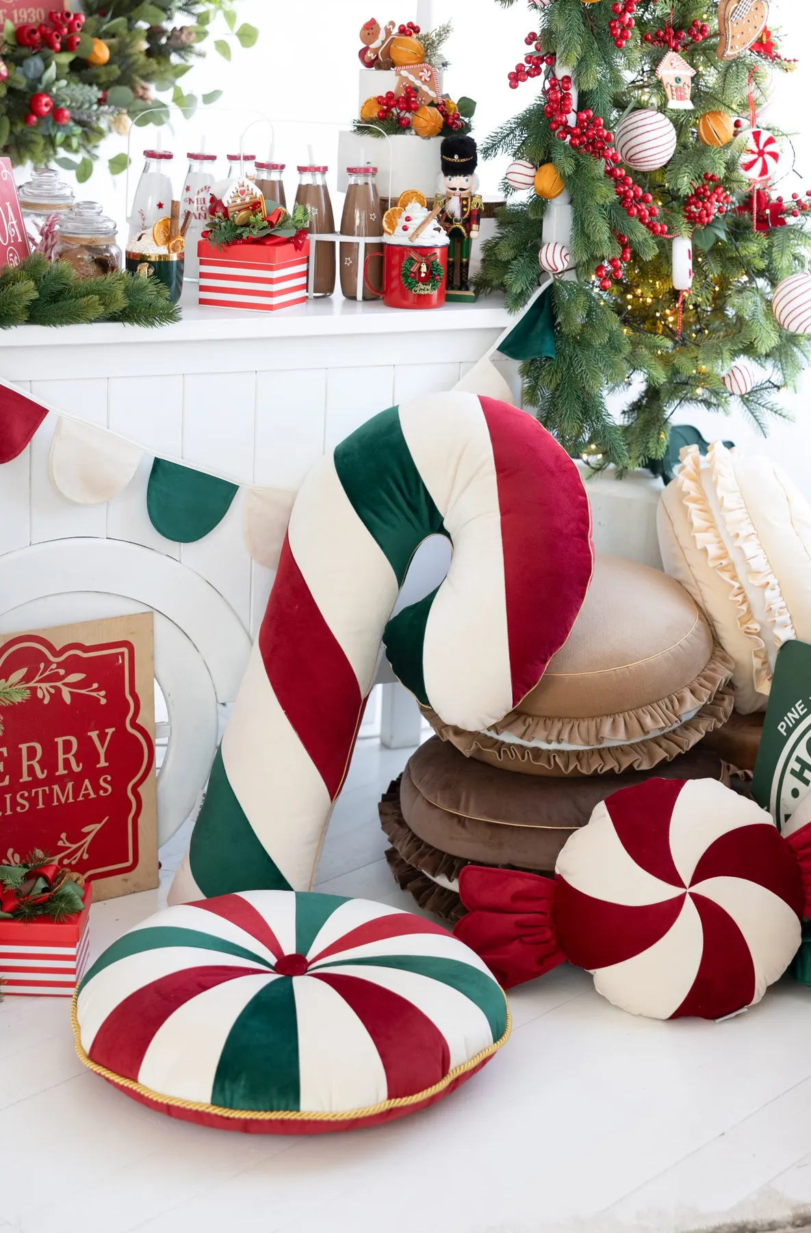 Christmas garland, velvet bunting Christmas decoration chain 165 cm - Cozy  & Dozy
