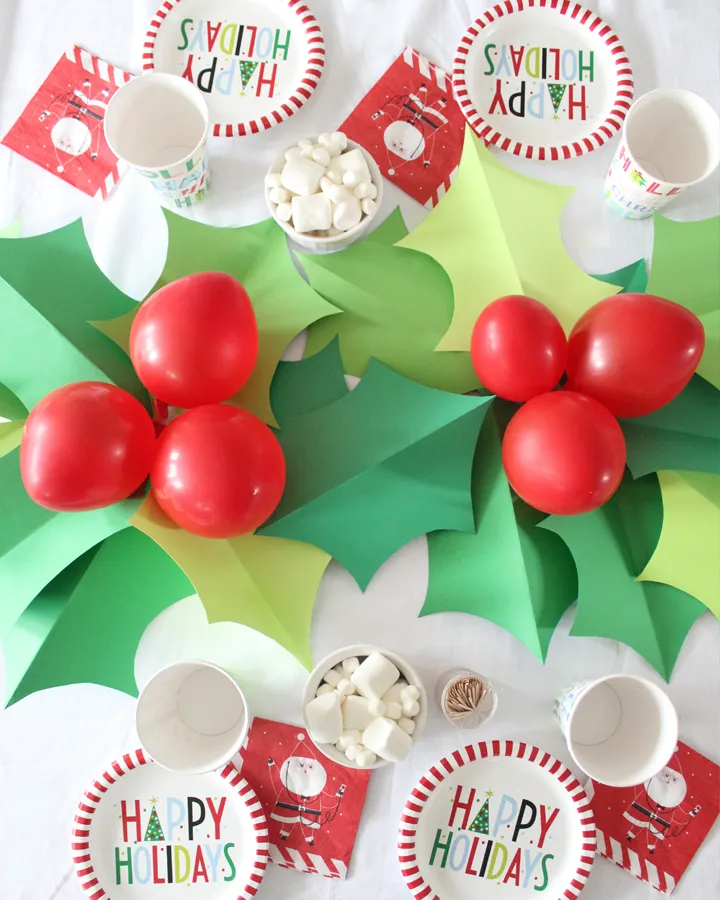 Christmas Kids Table with DIY Holly Table Runner - Tonality Designs