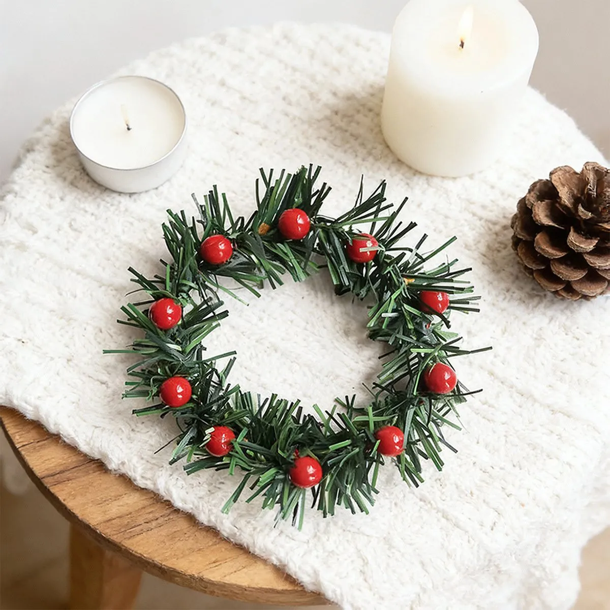 Christmas Kitchen Cabinet Wreath with Tassel & Berries, Mini Rustic Style Holiday  Decor, Classic Plastic Design – cabinetwreaths.com
