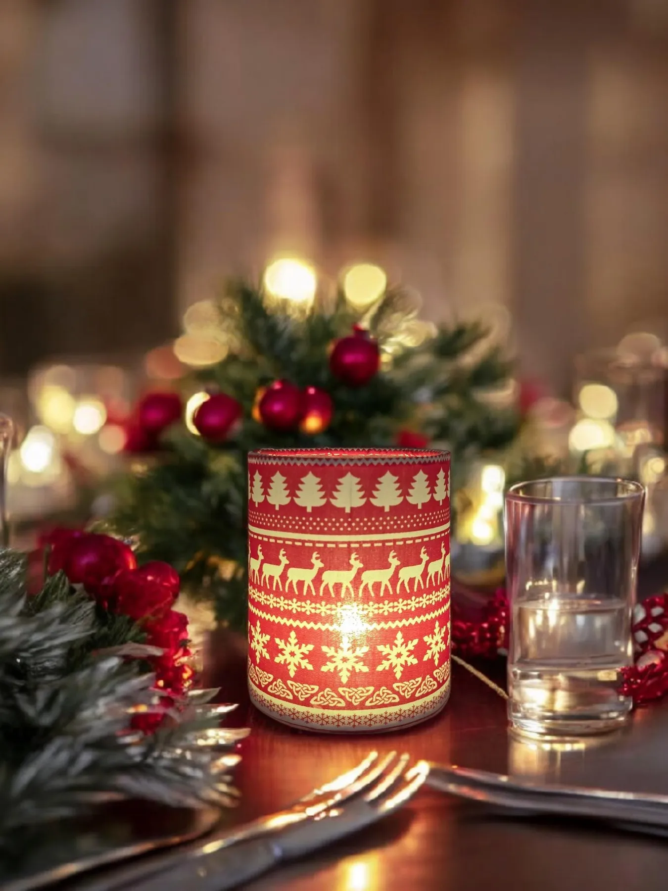 Christmas Lantern Tea Light Holder | Battery Operated Nordic Festive Decor – Layla's Lampshades and Interiors