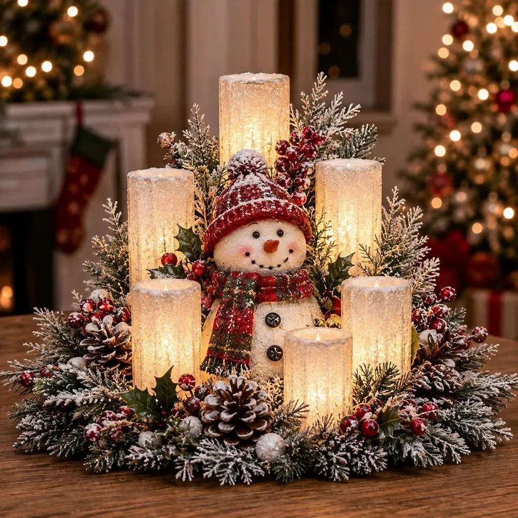 🌲Christmas Lighted Centerpiece with Flameless Candle Glow – havengrand.com