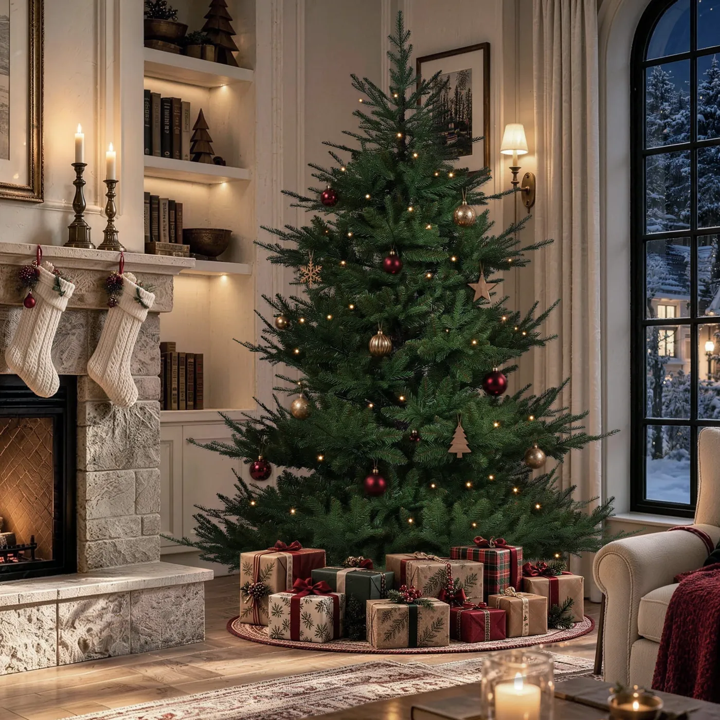 Christmas Living Room Decor Ideas with Greenery | Vitalismo