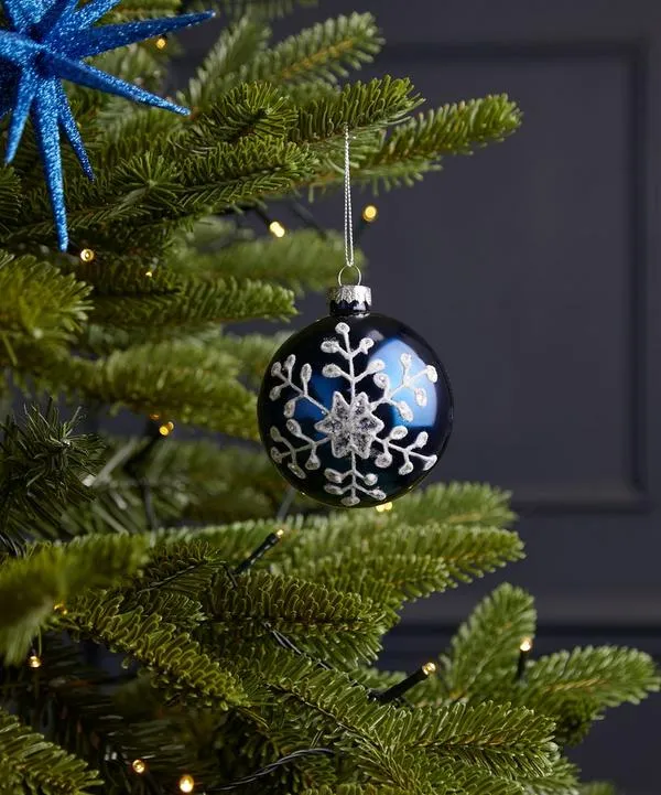 Christmas Midnight Blue Snowflake Bauble | Liberty