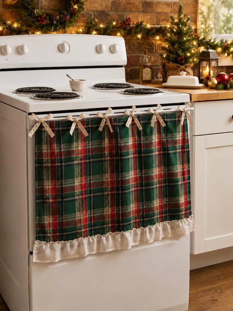 Christmas Plaid Oven Door Cover With Ruffle Trim, Red Tartan Stove Handle  Towel Curtain, Farmhouse Holiday Kitchen Decor For Oven, Dishwasher,  Cabinet,30 X 21.3 Inches | SHEIN EUR