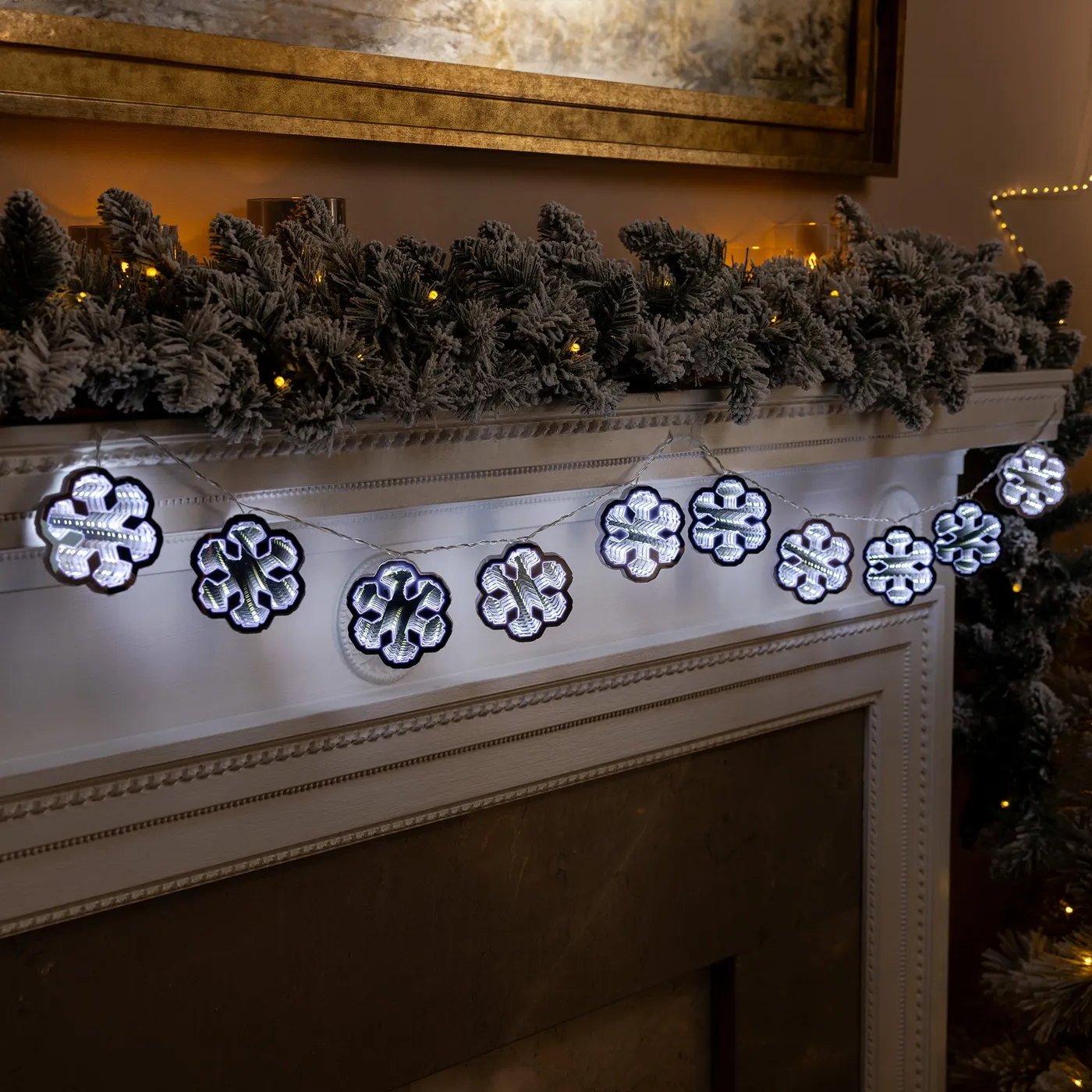 Christmas Snowflake Infinity Light Garland | 135cm | Christow
