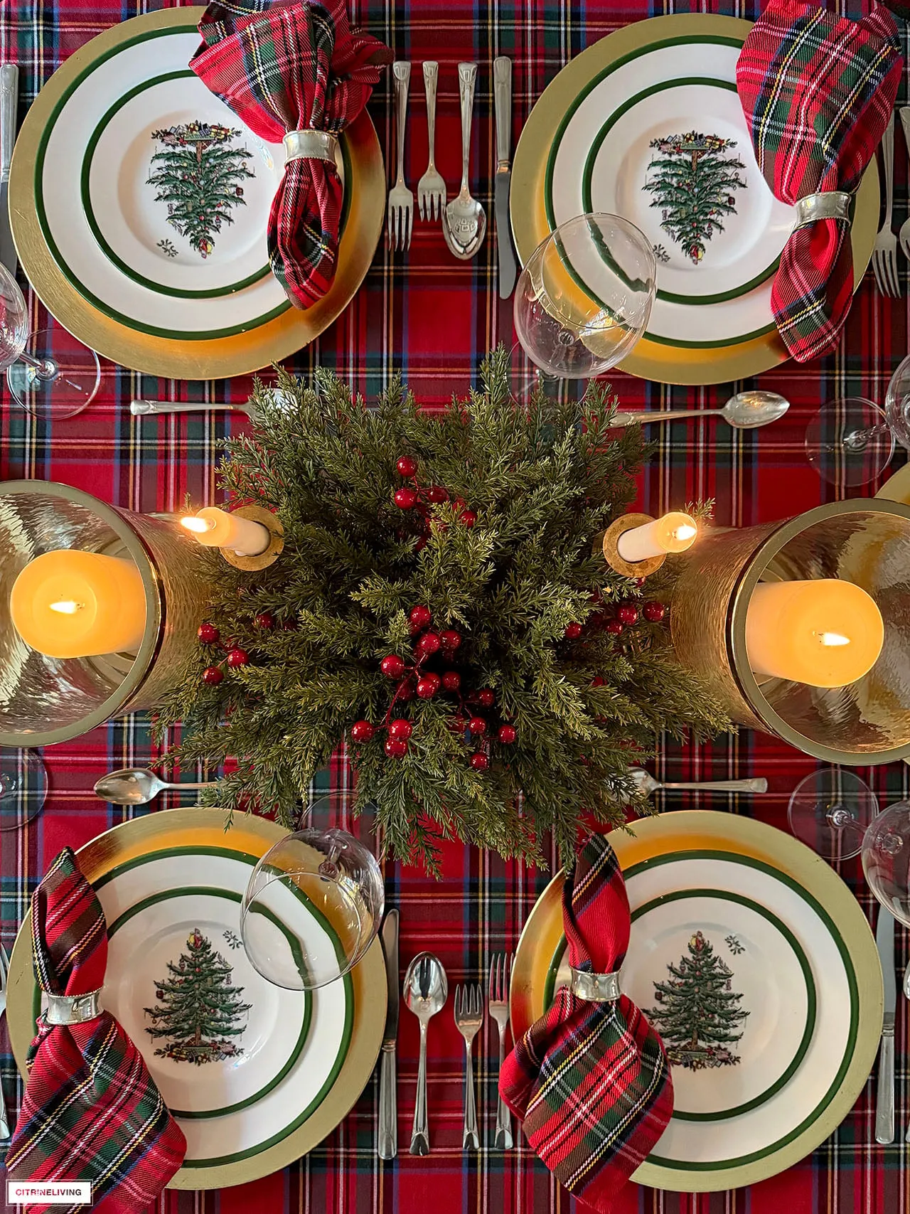 Christmas Tablescape Dressed In Classic Red Tartan | CitrineLiving