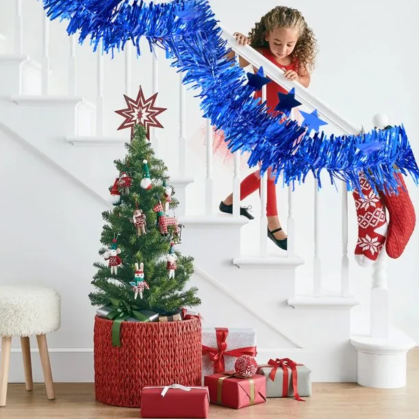 Christmas Tinsel Garland,Metallic Christmas Tree Garland Shiny Party Tinsel  Garland,Hanging Decorations for Christmas Tree,Colorful Pinstripe Ribbon  Plastic Wool Pinstripe Pull Flower - Walmart.ca