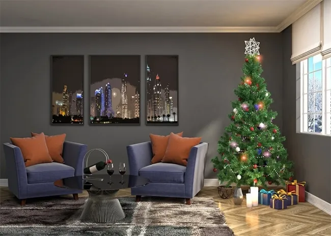 Christmas Tree Backdrop Stage Party Living Room Decoration Prop Background