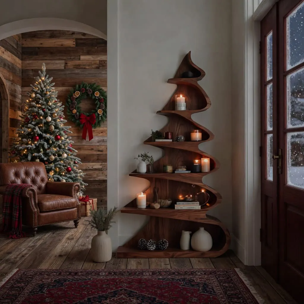 Christmas Tree Bookshelf: Solid Wood Holiday Decor
