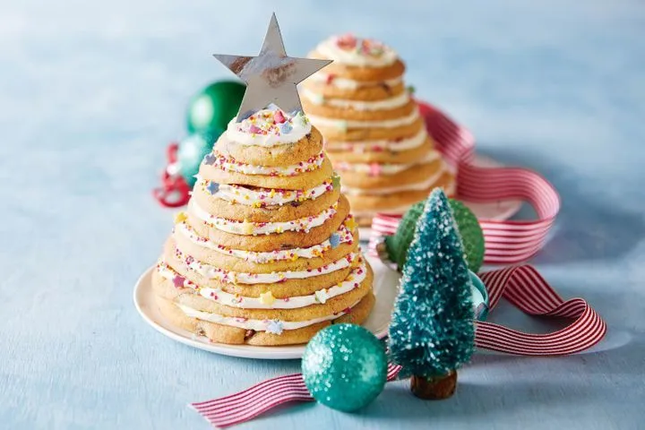 Christmas tree cookie stacks