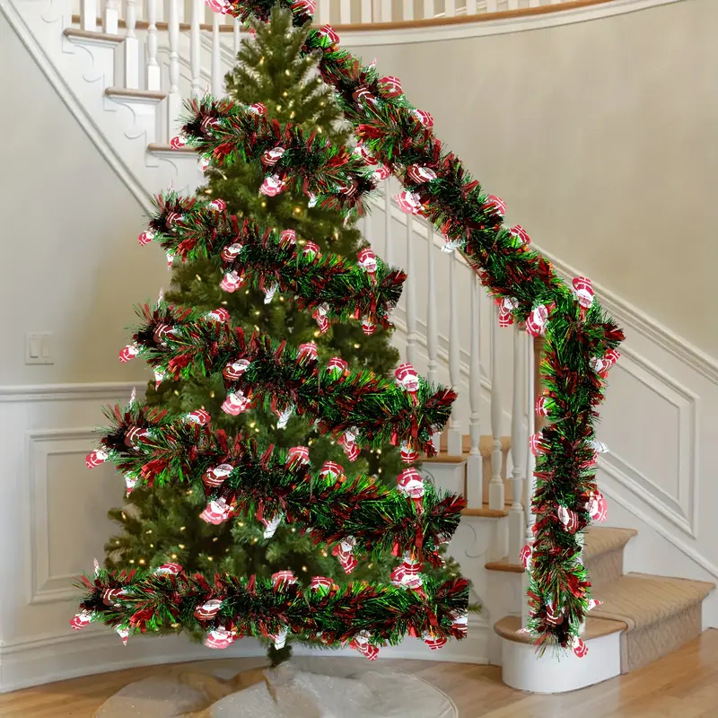 Christmas Tree Green Tinsel Garland 196 Inch Christmas Tinsel Garland A  Metallic Twist Shiny Temu Mauritius