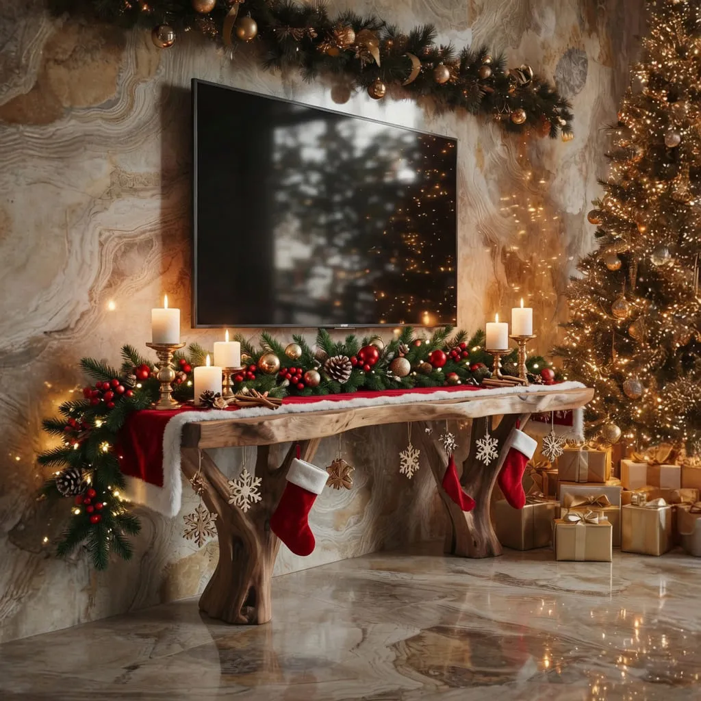 Christmas Tree Inspired Solid Wood TV Console | Ashdeco